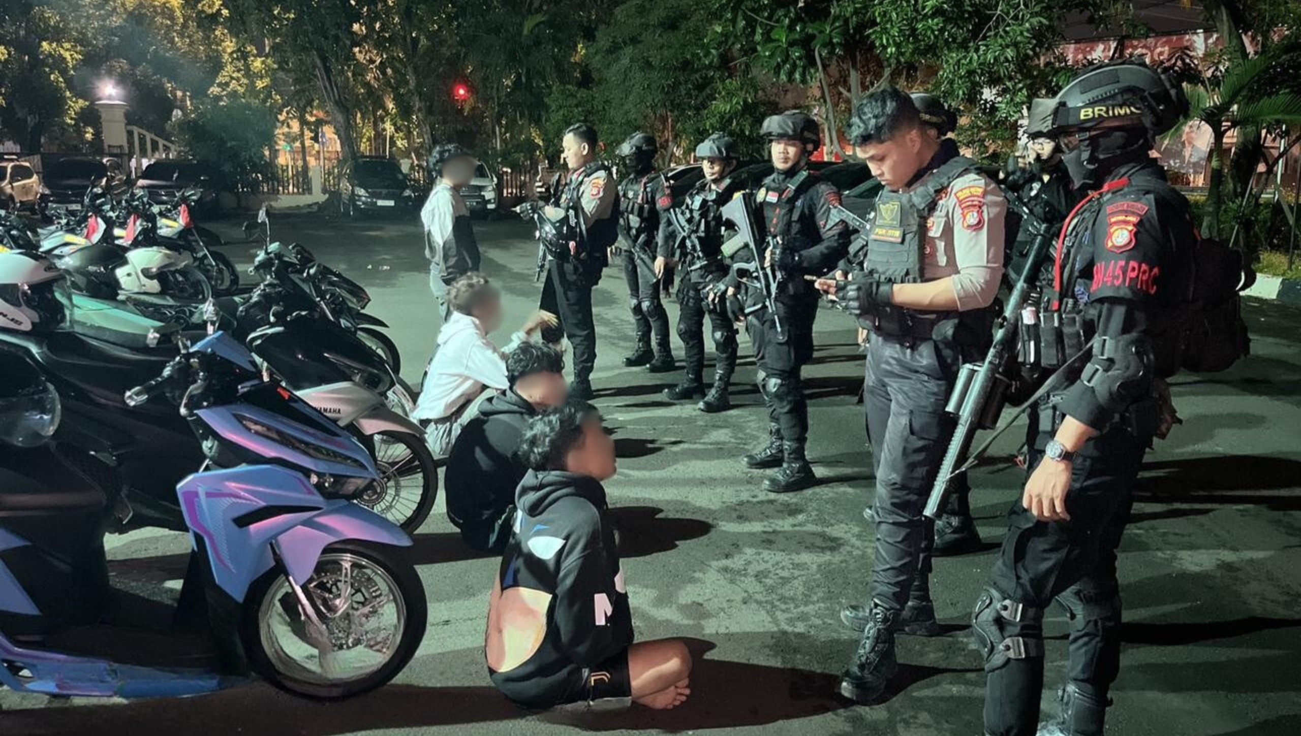 Patroli Gabungan Brimob Berhasil Gagalkan Tawuran dan Balap Liar Dini Hari