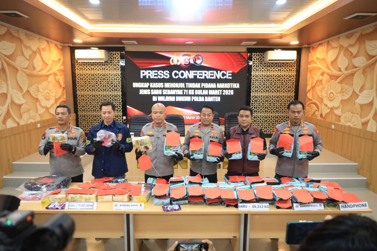 Direktorat Reserse Narkoba Banten Berhasil Mengungkap Jaringan Narkoba Jenis Sabu dengan Barang Bukti Seberat 71 Kg