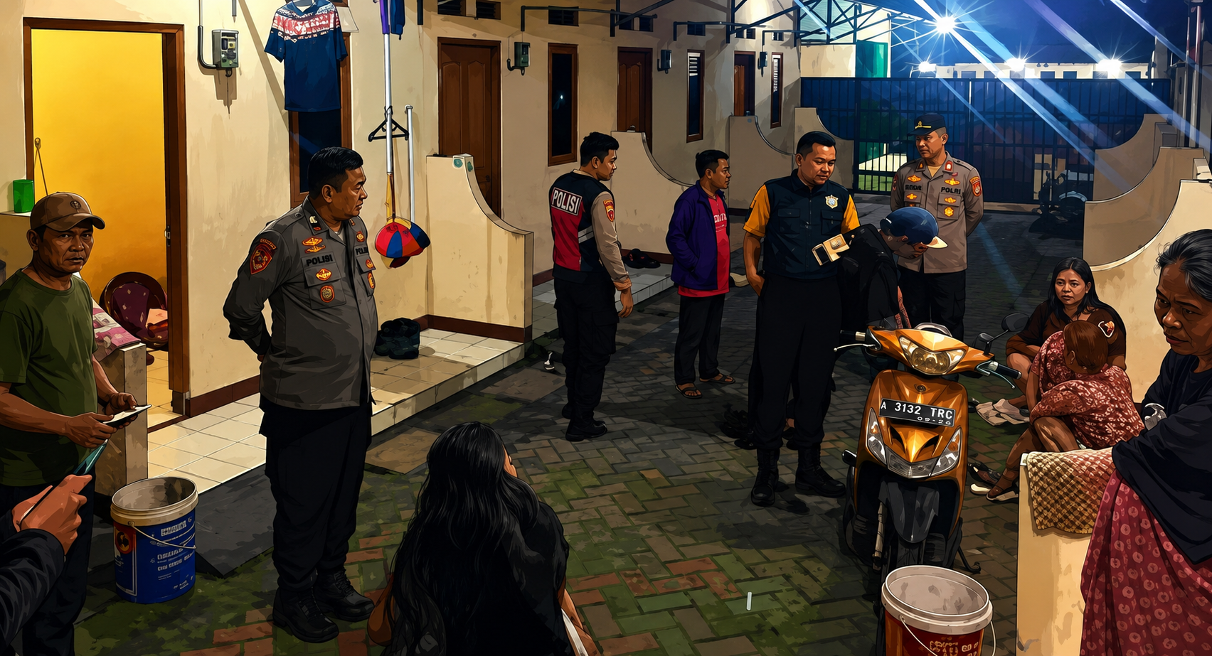 Operasi Pekat Gabungan di Sepatan Timur, Aparat Sisir Kontrakan yang Diduga Jadi Lokasi Open BO