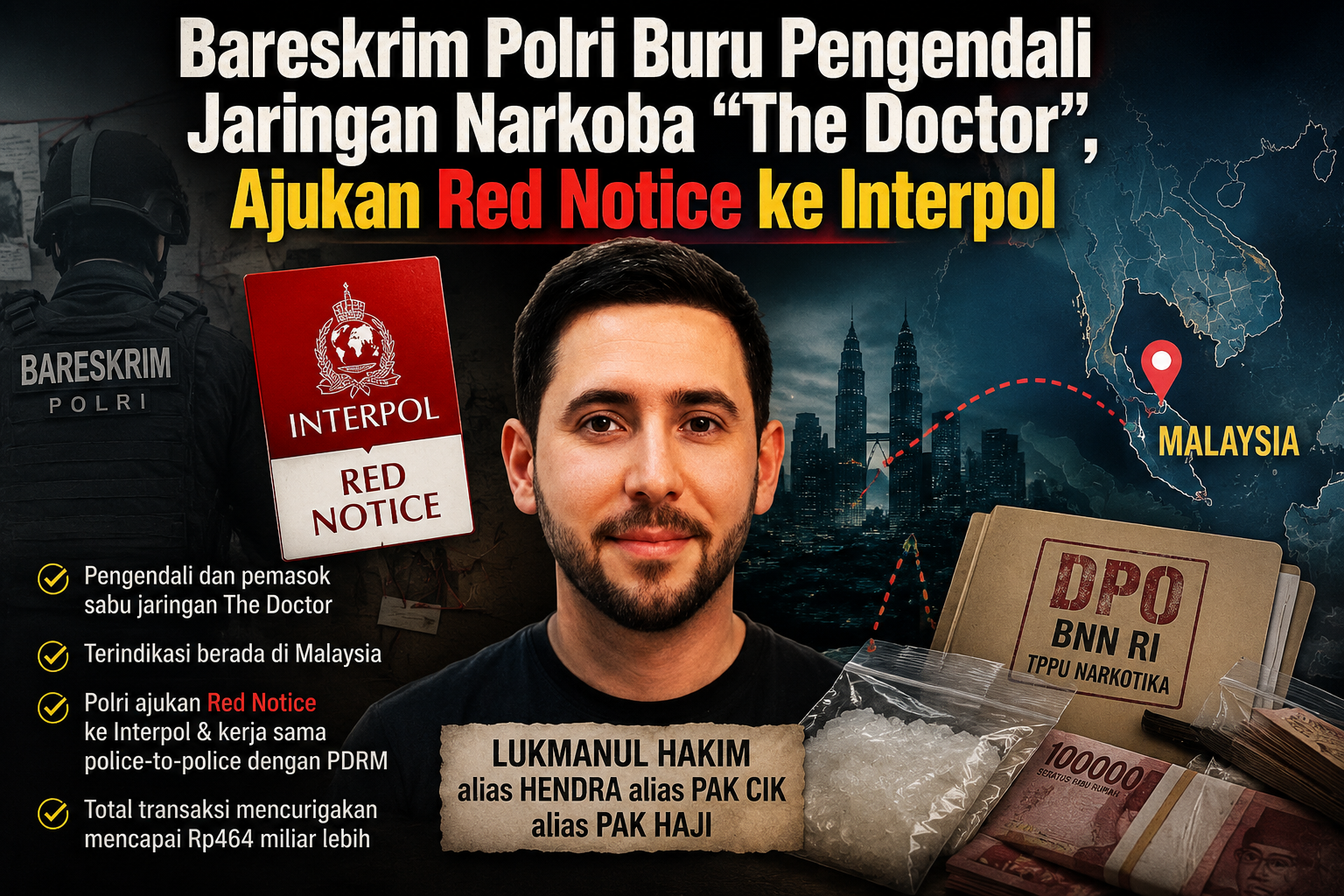 Bareskrim Polri Buru Pengendali Jaringan Narkoba “The Doctor”, Ajukan Red Notice ke Interpol