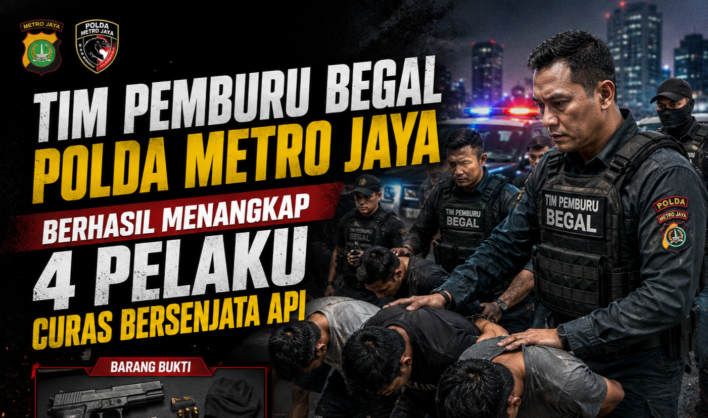 Tim Pemburu Begal Polda Metro Berhasil Menangkap 4 Pelaku Curas Bersenjata Api
