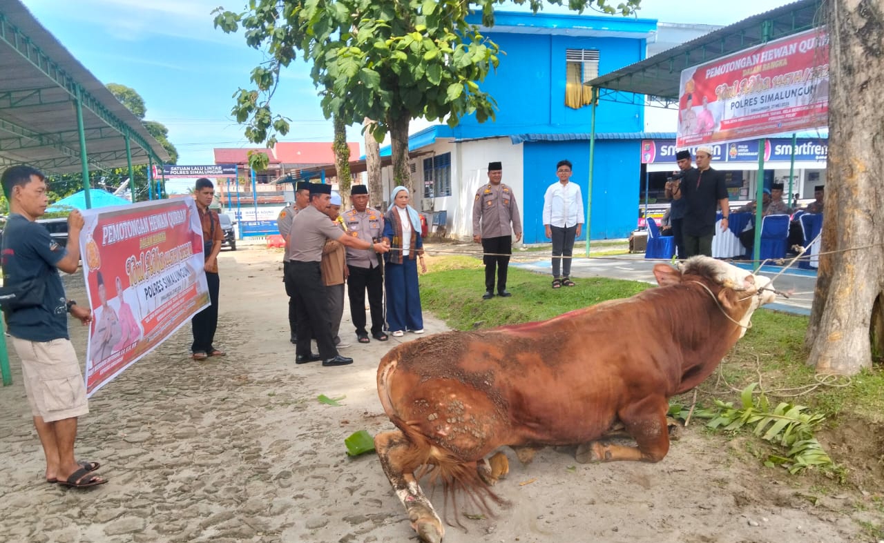 Polres Simalungun Salurkan 1200 Paket Daging Qurban ke Masyarakat, AKBP Marganda Aritonang Pimpin Langsung Kegiatan tersebut