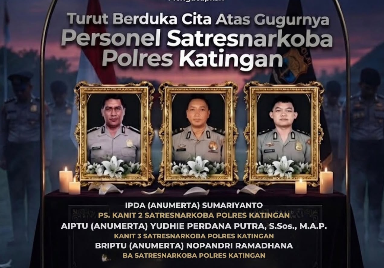 Tiga Personel Polri Gugur Saat Bertugas Ungkap Kasus Narkoba di Katingan