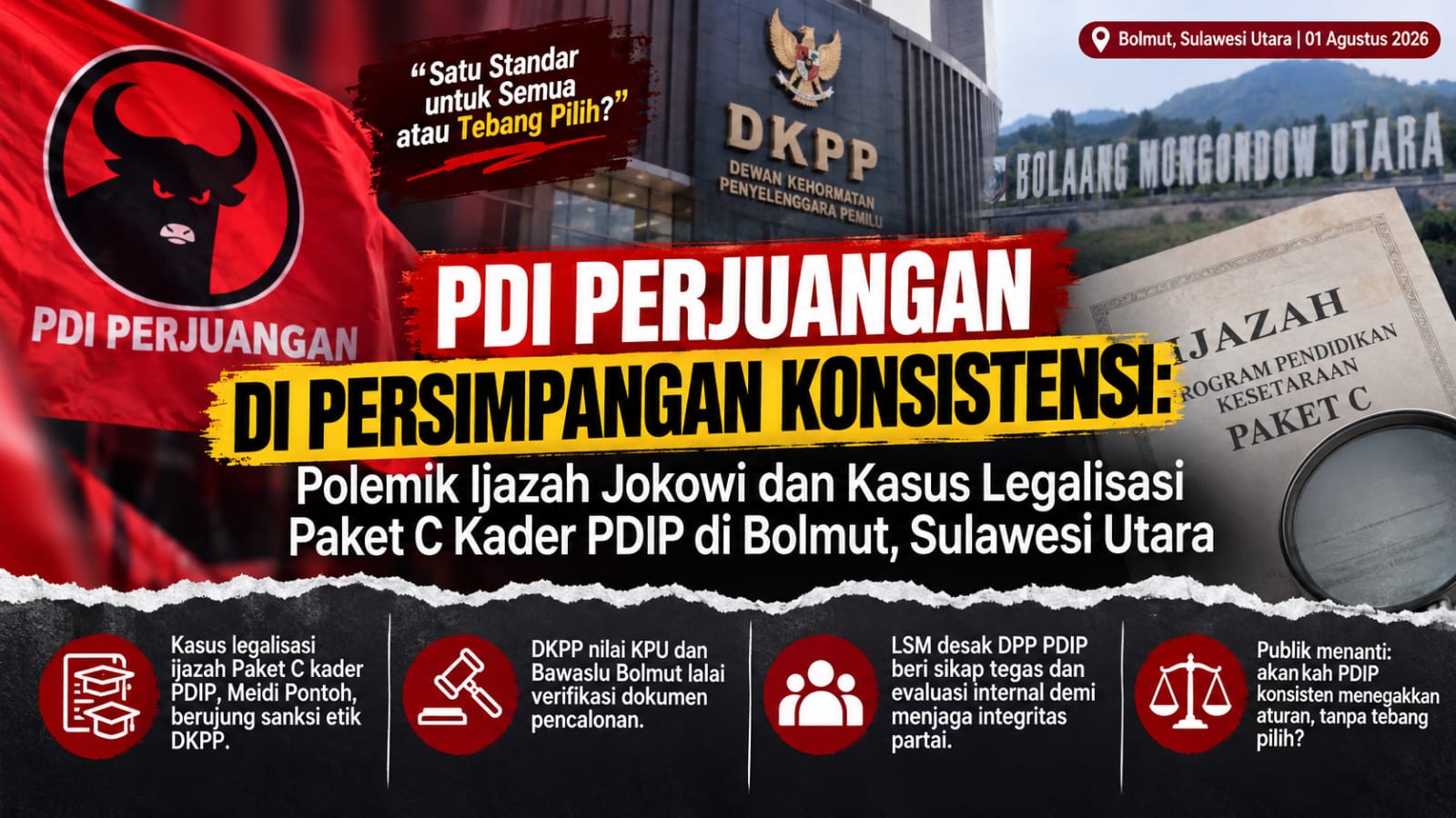 PDI Perjuangan di Persimpangan Konsistensi: Polemik Legalisasi Ijazah Paket C Kader PDIP Jadi Sorotan Tajam di Bolaang Mongondow Utara