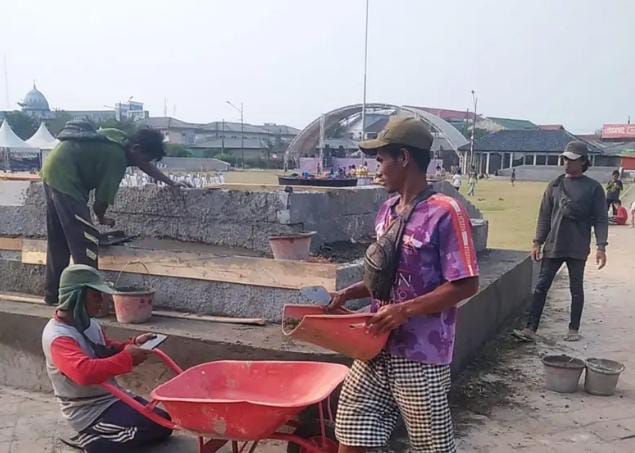 Proyek Taman Alun-Alun Teluknaga Disorot, K3 dan Papan Informasi Proyek Dipertanyakan