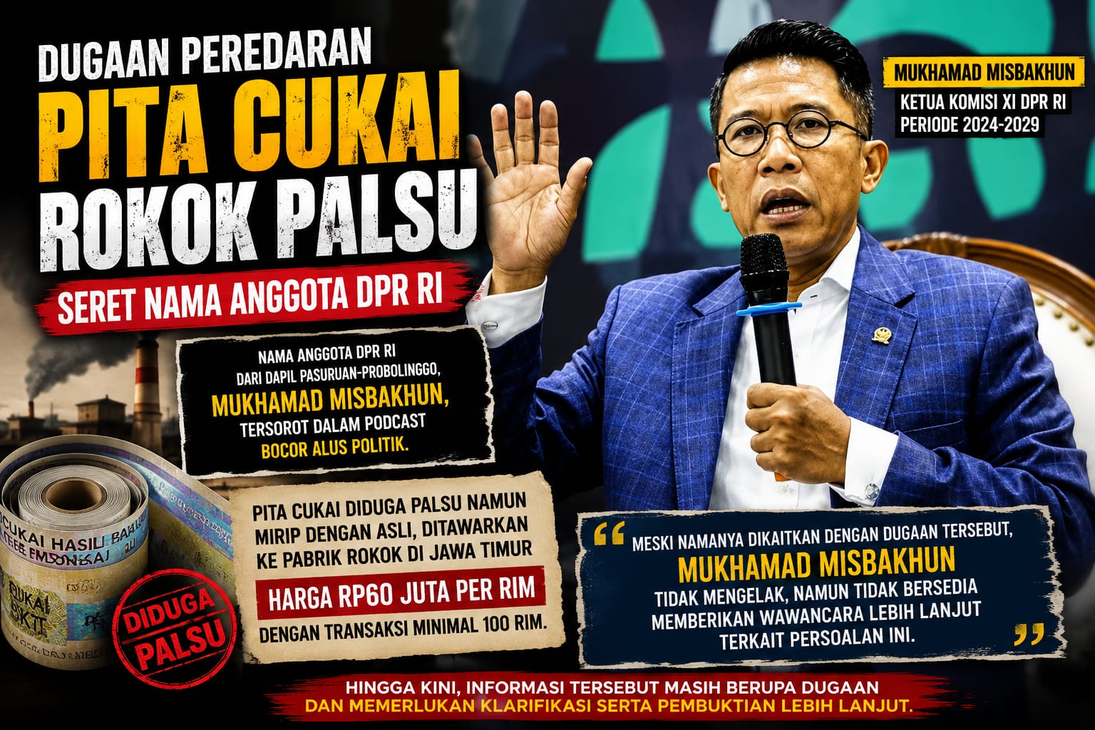 Dugaan Peredaran Pita Cukai Rokok Palsu Seret Nama Anggota DPR RI