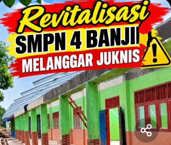 Diduga pekerjaan revitalisasi di SMPN 4 Banjit Way Kanan Lampung tidak sesuai Petunjuk Teknis (Juknis).