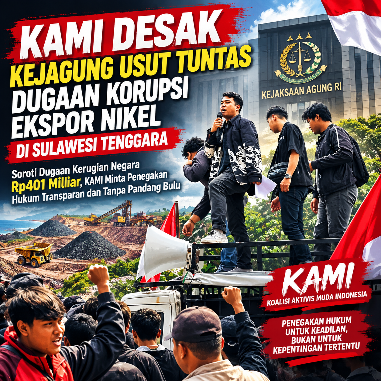 Dugaan Korupsi Ekspor Nikel Sultra Rp401 miliar. Disorot, KAMI Minta Kejagung Bertindak Tanpa Pandang Bulu