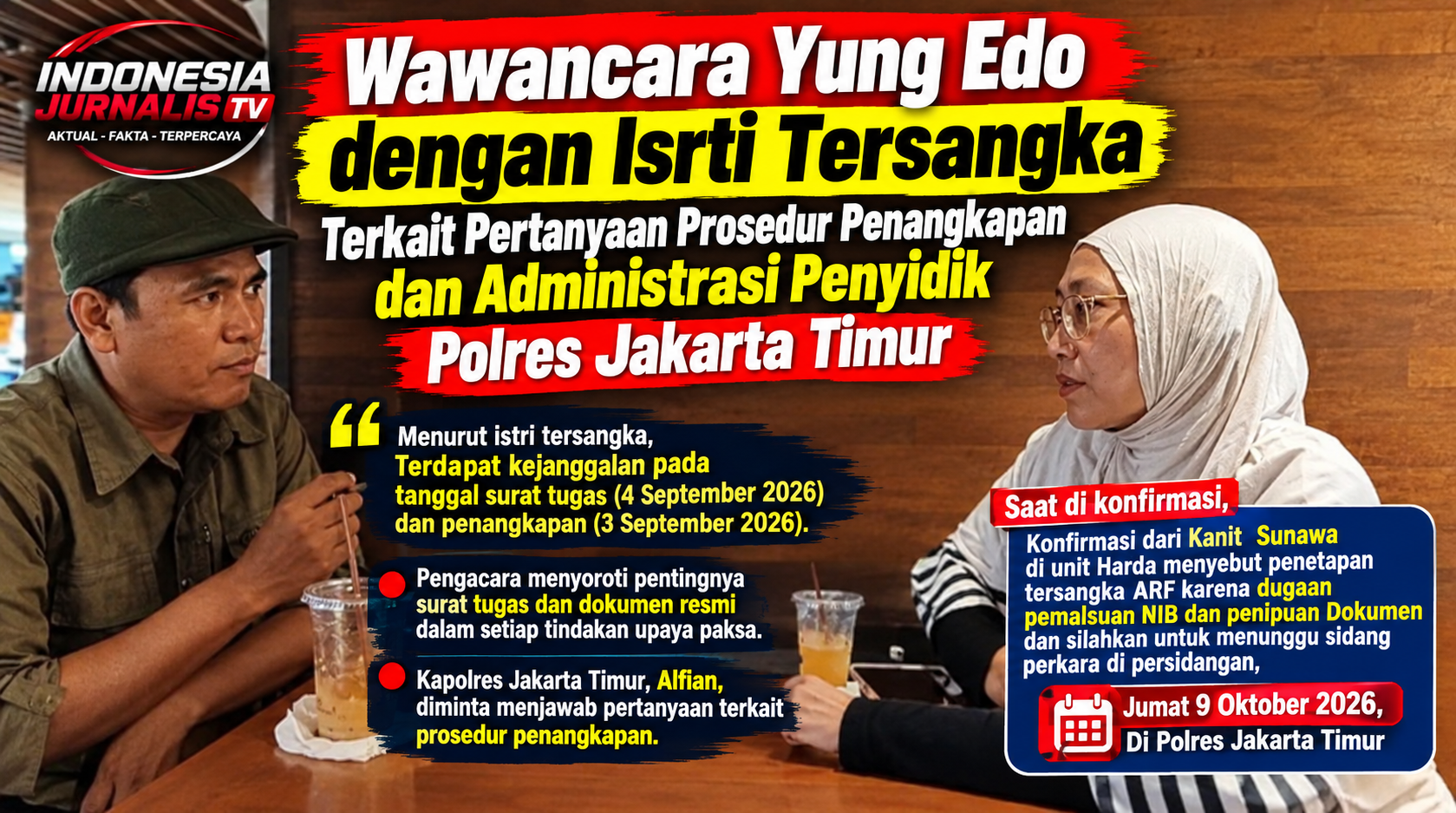 Istri Tersangka ARF, Soroti Kejanggalan Administrasi Penangkapan di Polres Jakarta Timur